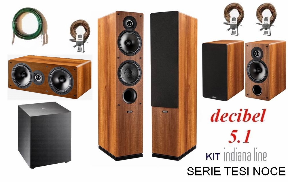 Indiana Line TESI Decibel kit 5.1 noce con cavi Home Cinema Indiana Line TESI Decibel kit 5.1 noce con cavi Home Cinema