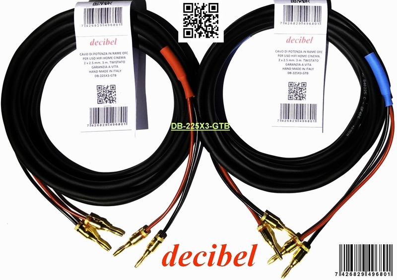Coppia cavi per diffusori 2 x 2,5 mmq. 3 metri guaina PVC