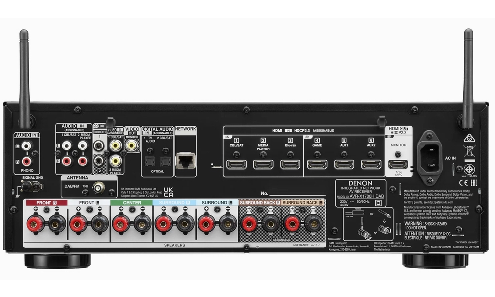 DENON AVR-X1700H DAB WiFi Bluetooth 7.2-5.2.2 pre phono