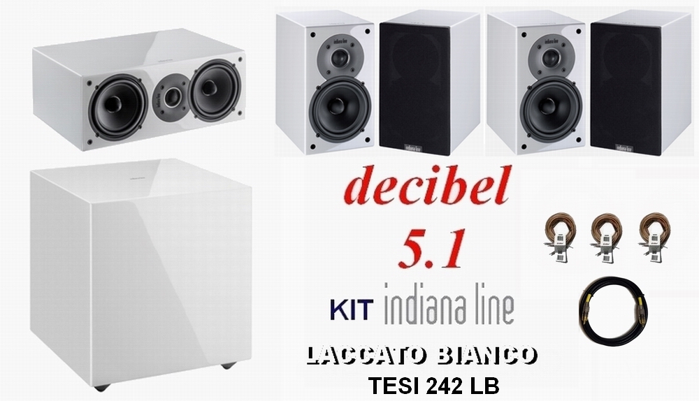Indiana Line TESI Decibel kit 5.1-242 LB laccato bianco cavi H.T Indiana Line TESI Decibel kit 5.1-242 LB laccato bianco cavi H.T