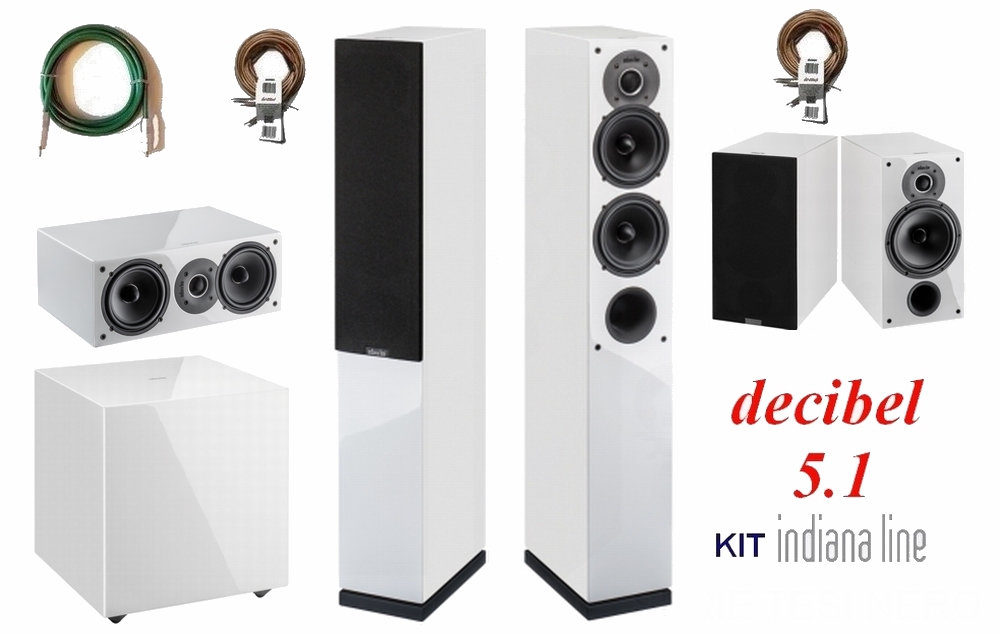 Indiana Line TESI Decibel kit 5.1 bianco con cavi Home Cinema Indiana Line TESI Decibel kit 5.1 bianco con cavi Home Cinema