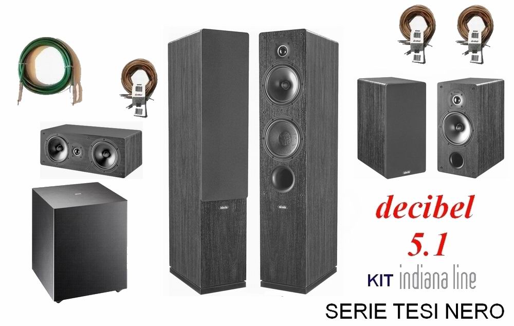Indiana Line TESI Decibel kit 5.1 nero con cavi Home Cinema Indiana Line TESI Decibel kit 5.1 nero con cavi Home Cinema