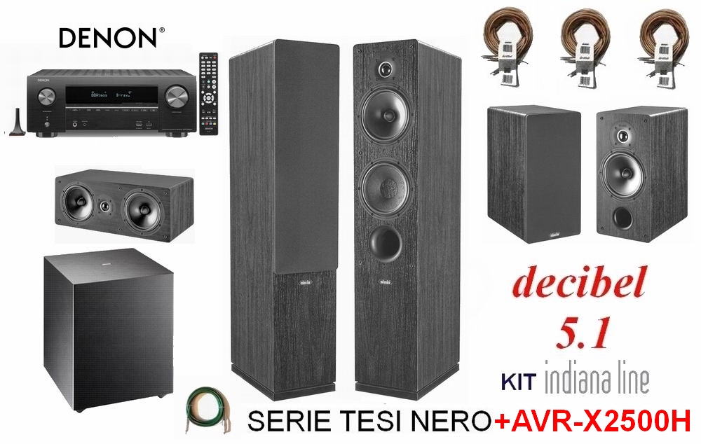 Indiana Line TESI Decibel kit 5.1 nero con cavi Home Cinema