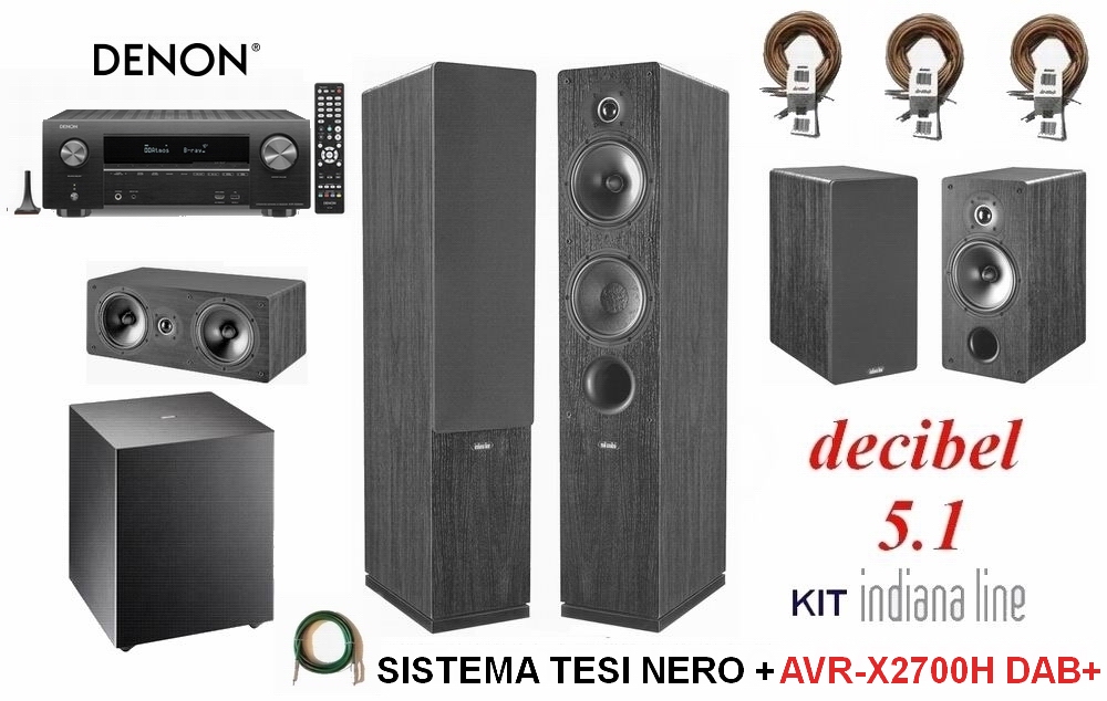 Indiana Line TESI Decibel 5.1 nero + DENON AVR-X2700H DAB+ Indiana Line TESI Decibel 5.1 nero + DENON AVR-X2700H DAB+