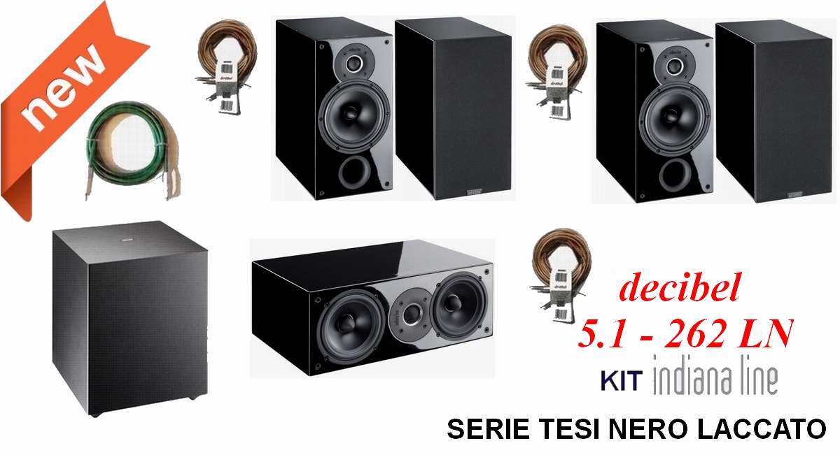 Indiana Line TESI Decibel kit 5.1-262 LN laccato nero cavi H.T Indiana Line TESI Decibel kit 5.1-262 LN laccato nero cavi H.T