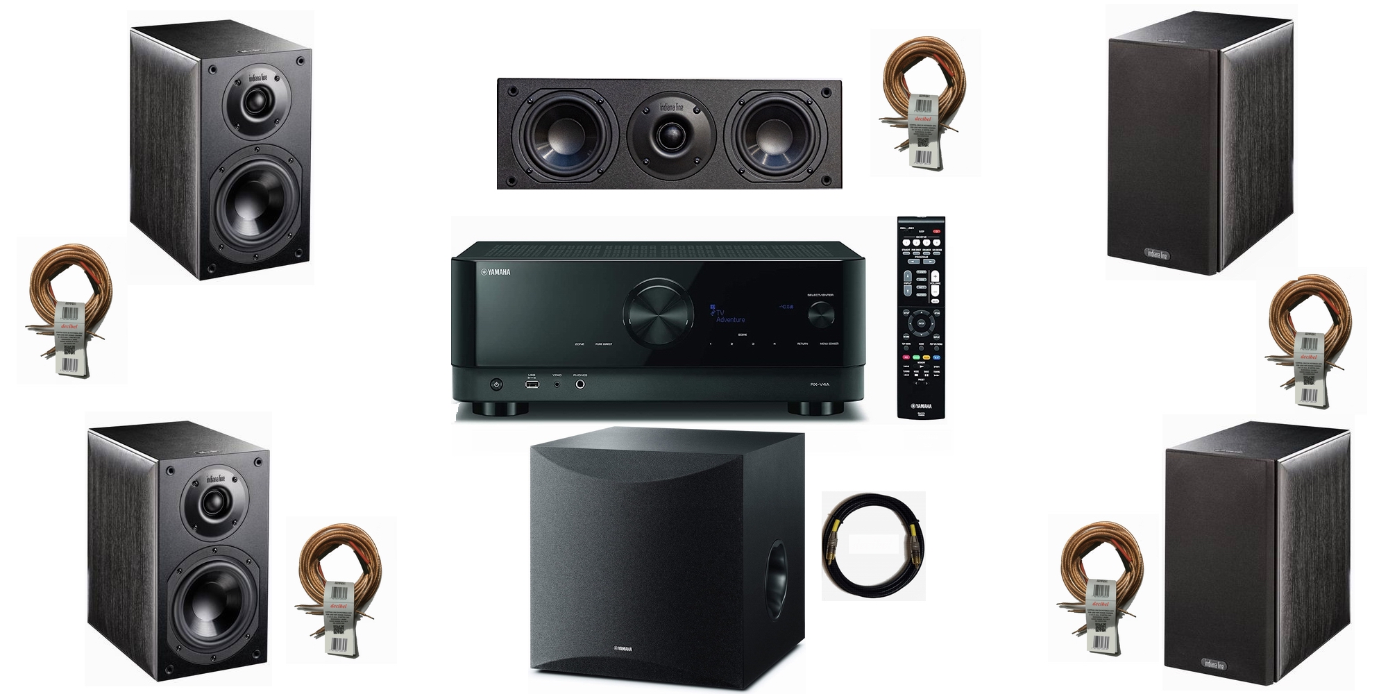 Decibel NOTA 250 Home Theatre kit 5.1 con sub e ampli YAMAHA