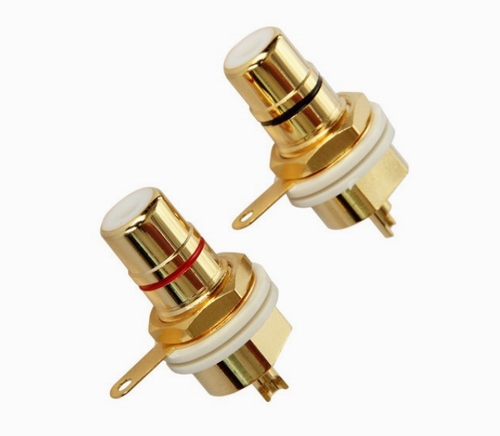 Coppia connettori RCA femmina bronzo Gold Plated 24K - Clicca l'immagine per chiudere