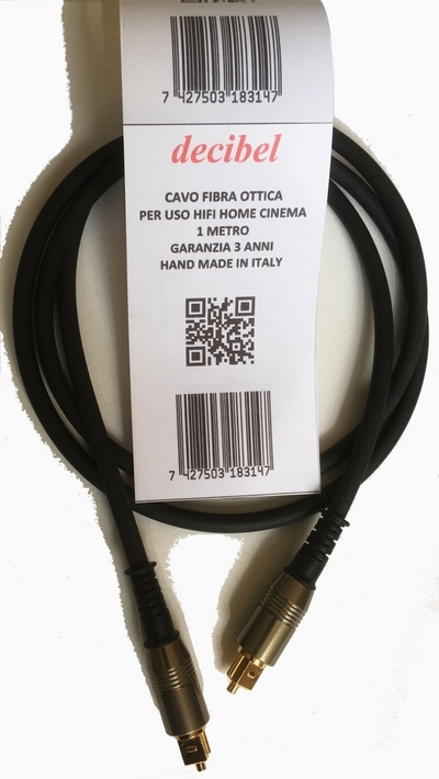 Decibel DB-001-FBR cavo fibra ottica Toslink S/PDIF 1 metro - Clicca l'immagine per chiudere