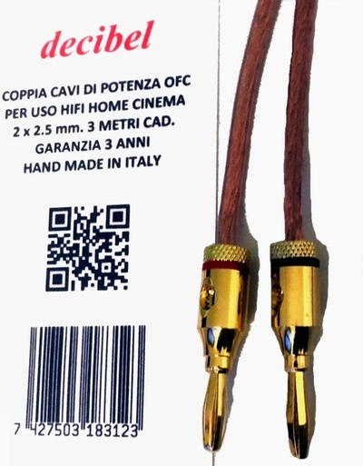 Decibel coppia cavi OFC 2 x 2.5 mm. terminati banana
