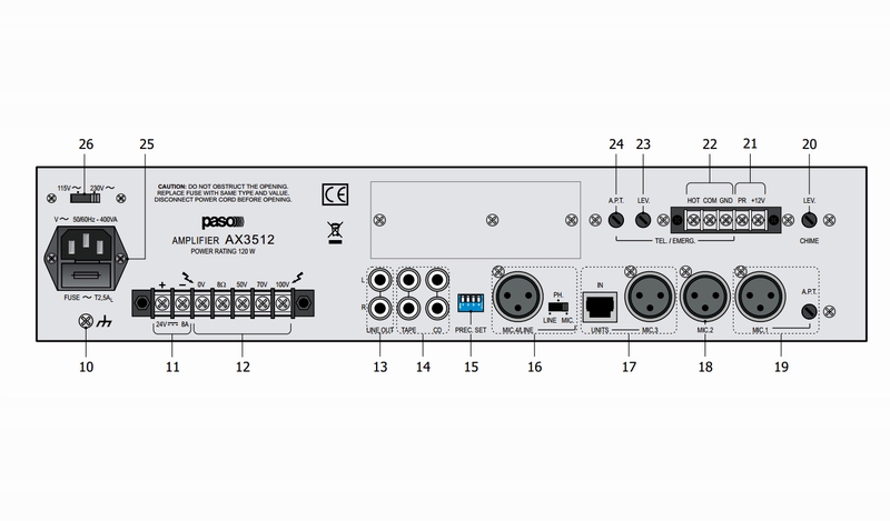 Mixer amplificatore 120W RMS serie AX